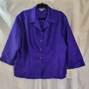 Notations silk button down shirt/blouse